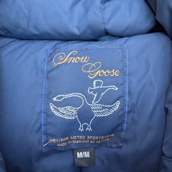 Vintage Snow Goose Parka Jacket Men's M Blue Retro Faux Fur Trim Hood Model 8501 - Picture 8 of 11